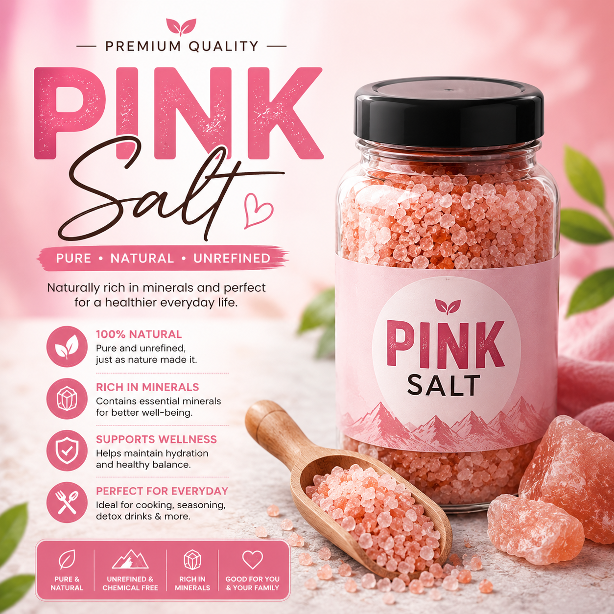 Pink Salt pink Rock Salt 200gm
